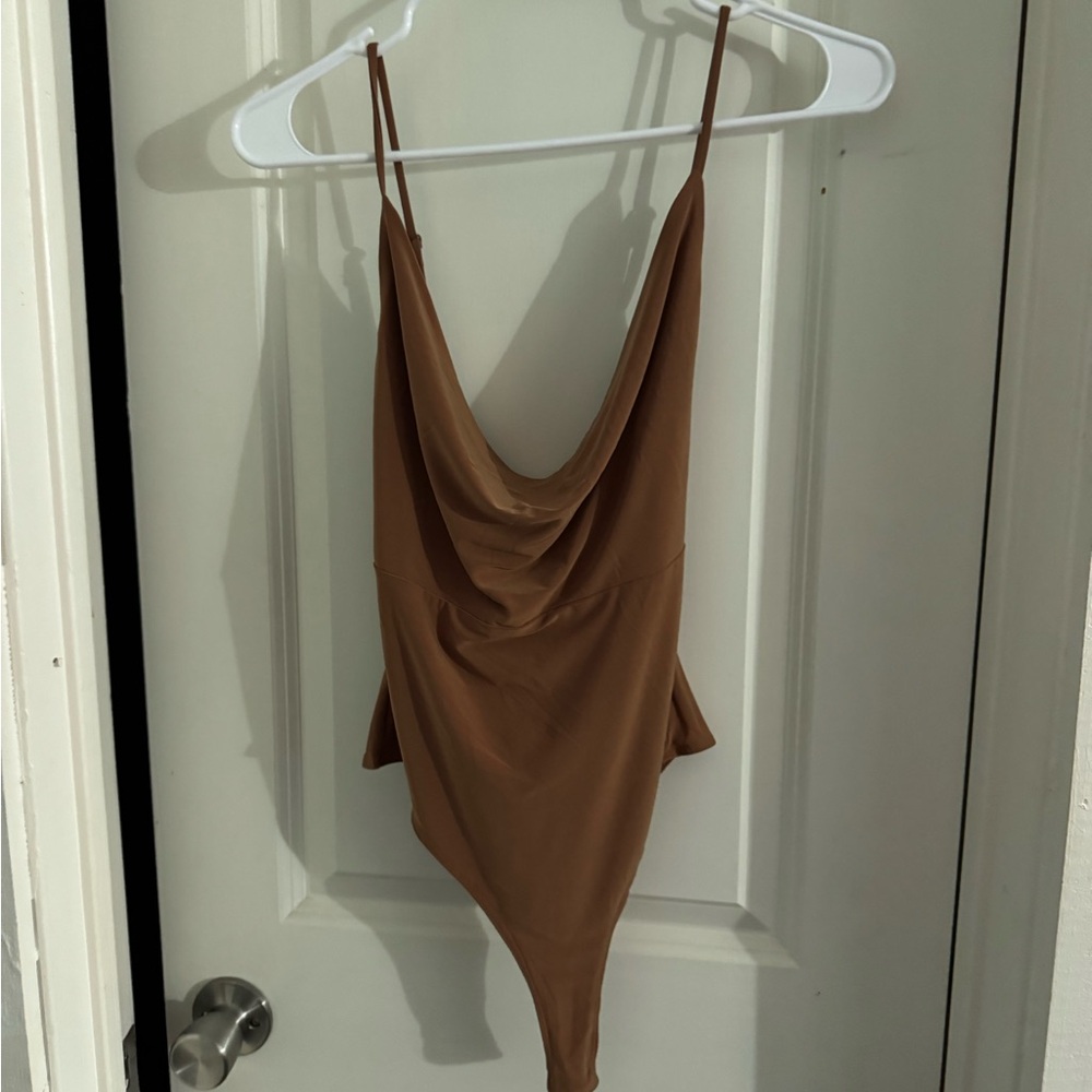 Elegant Brown Women's Drape Top